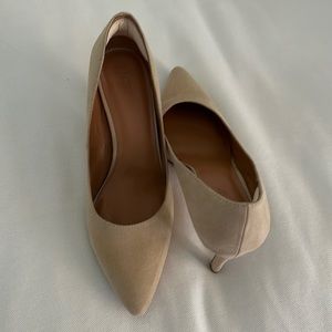 JCrew Sueded Heel Pumps in Saddle